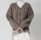 Olly Shetland Wool Cable Cardigan