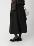 Brush wrap style flare long skirt