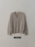 [Premium] Whole Garment Dust V-Neck Knit