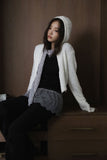 Cloud fur hoodie zip-up