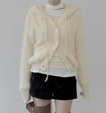 Baron Knit Button Fur Hooded Cardigan