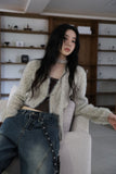 Feather chain scarf fur cardigan