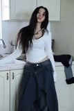 Antique Wrapping Denim Skirt