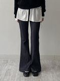 [non-fade] Selvedge Pin Tuck Long Bootcut Denim Pants