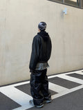 Glossy padded diagonal cargo pants