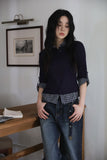 Modi Check Color Matching Three Quarter Collar Tee