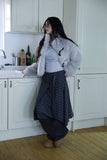 Check wool layered skirt