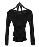 Velvet Layered Halter Round Tee