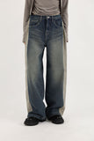 Side cotton denim pants