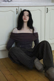 Pony angora off-shoulder knit