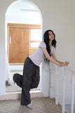 Small check back tape pants