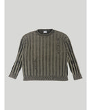 Pigment Washed Damage Ribbed Knit