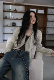 Feather chain scarf fur cardigan