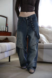 Ring chain wide denim pants