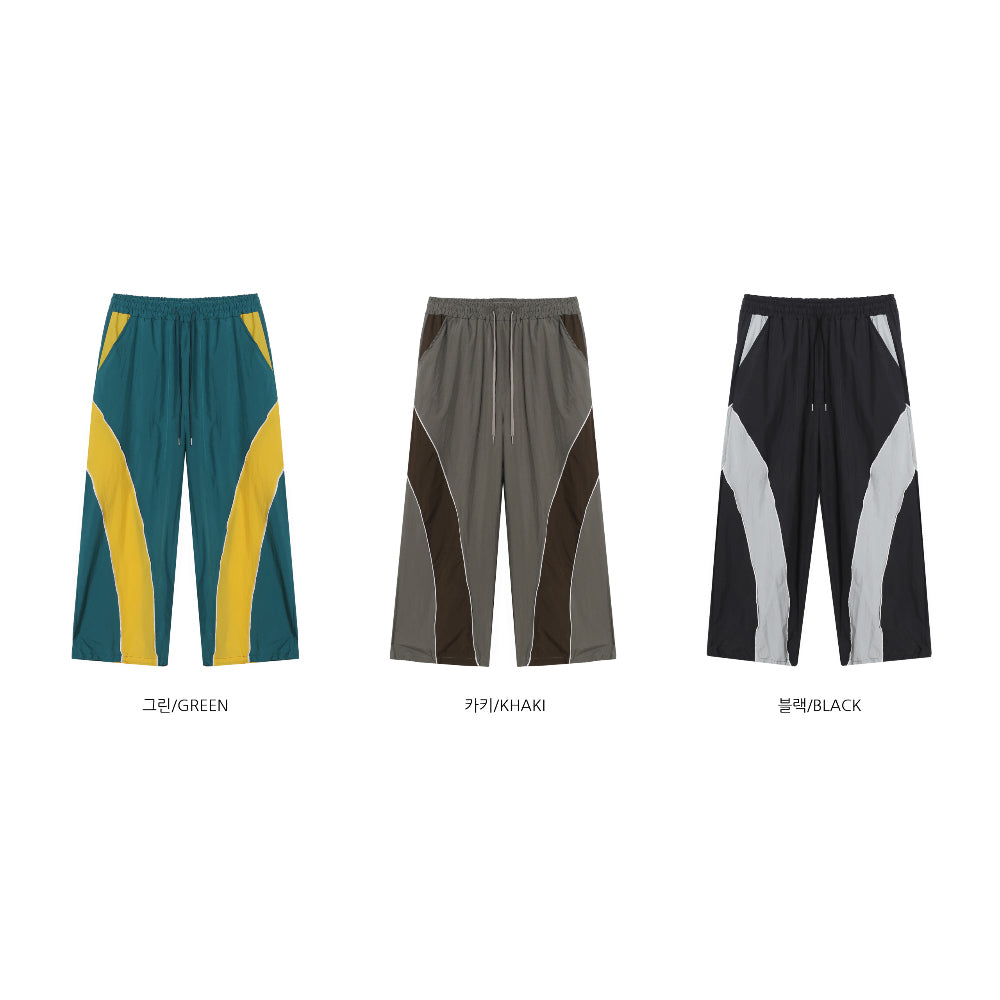 【KOOLOSET】Nylon Two-Tone Curve Line Pants KOOLOSET (クロゼット) - ナイロンツートンカーブラインパンツ