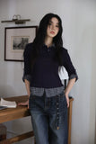 Modi Check Color Matching Three Quarter Collar Tee