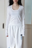 Span Studded U-Neck Tee