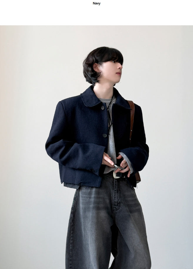【YOURNUS】Garnish Wool Crop Jacket YOURNUS (ユアノス) - ガーニッシュウールクロップジャケット