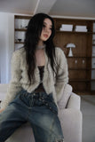 Feather chain scarf fur cardigan