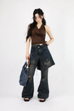 Long double wrap denim pants