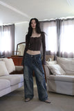 Ring chain wide denim pants