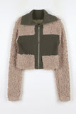 May color matching fur zip-up