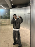 Stripe Over Hood Knit Zip-Up