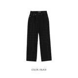 Check Black Wide Denim