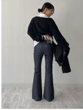 [non-fade] Selvedge Pin Tuck Long Bootcut Denim Pants