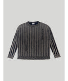 Pigment Washed Damage Ribbed Knit