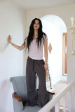 Small check back tape pants