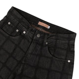 Check Black Wide Denim