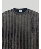 Pigment Washed Damage Ribbed Knit