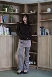 Ruched shirring half-neck top