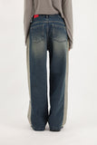 Side cotton denim pants