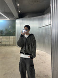 Stripe Over Hood Knit Zip-Up