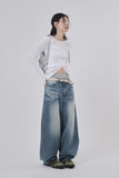Embo washed over denim pants