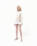 Ruffled Drape Angora Cardigan