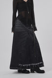 raw cut sand denim long skirt