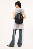 Irregular color block net pocket backpack