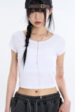 Standard wide U-neck crop T-shirt