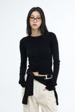 Vient Unbalanced Shirring Cardigan