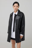 Flop over leather jacket