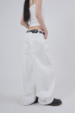 Pure white destroyed denim pants