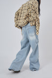 Folds rivet over denim pants