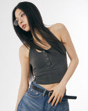 Caley pigment halter-neck sleeveless top