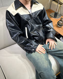 Lupon collar leather jacket