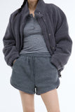 Popcorn shearling brushed banding shorts
