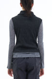 Frey high-neck shirring sweater vest