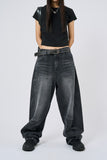 Nova curved wide denim pants